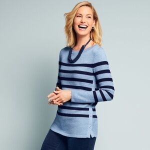 Talbots Textured Stripe Sweater Blue M